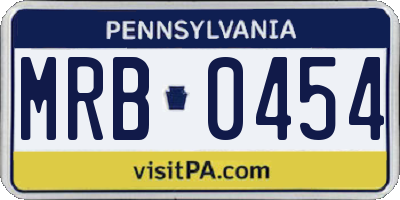 PA license plate MRB0454