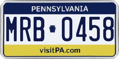 PA license plate MRB0458