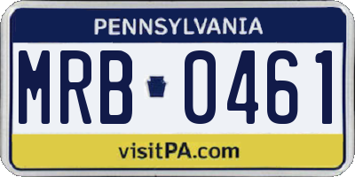 PA license plate MRB0461