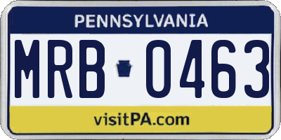 PA license plate MRB0463