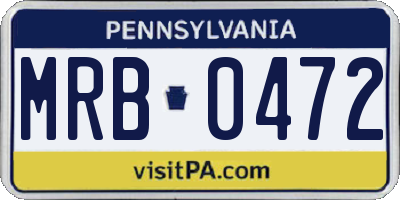 PA license plate MRB0472