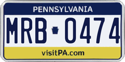 PA license plate MRB0474