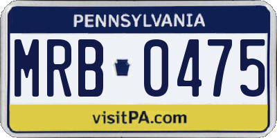 PA license plate MRB0475