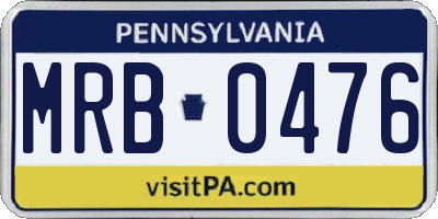 PA license plate MRB0476