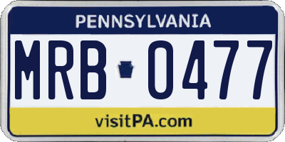 PA license plate MRB0477