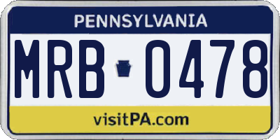 PA license plate MRB0478