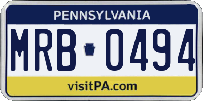 PA license plate MRB0494