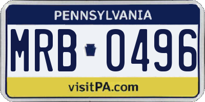 PA license plate MRB0496