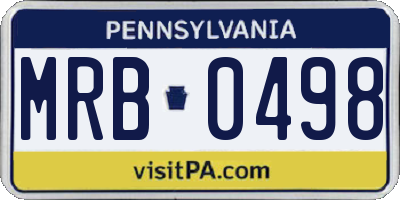 PA license plate MRB0498