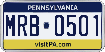 PA license plate MRB0501