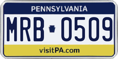 PA license plate MRB0509