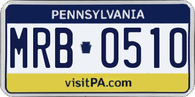 PA license plate MRB0510