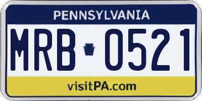 PA license plate MRB0521