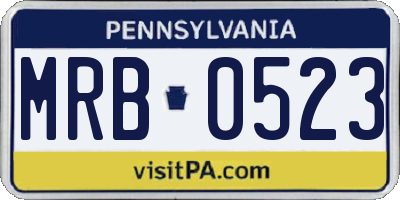 PA license plate MRB0523