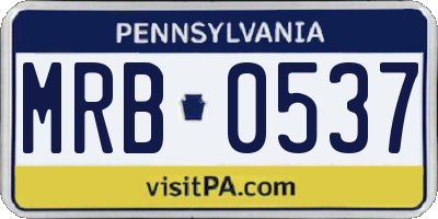 PA license plate MRB0537