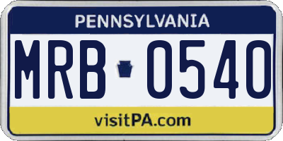 PA license plate MRB0540