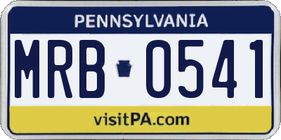 PA license plate MRB0541