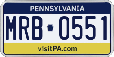 PA license plate MRB0551