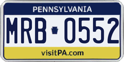 PA license plate MRB0552