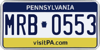 PA license plate MRB0553
