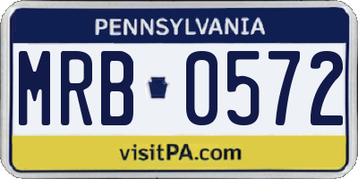 PA license plate MRB0572