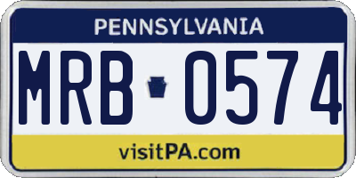 PA license plate MRB0574