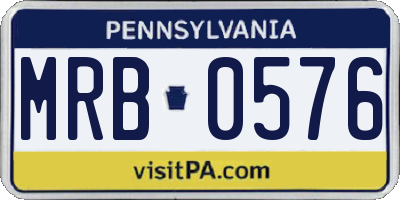 PA license plate MRB0576