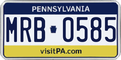 PA license plate MRB0585