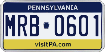 PA license plate MRB0601