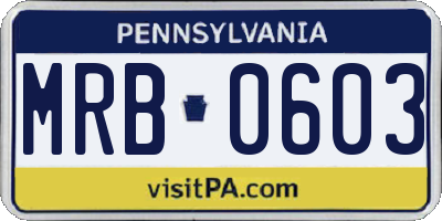 PA license plate MRB0603