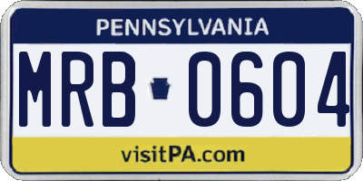 PA license plate MRB0604