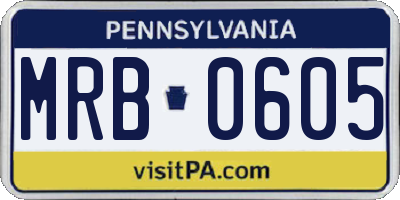 PA license plate MRB0605
