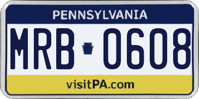 PA license plate MRB0608
