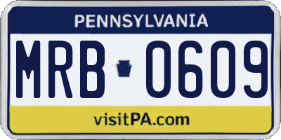 PA license plate MRB0609