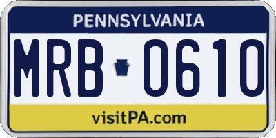 PA license plate MRB0610