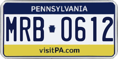 PA license plate MRB0612