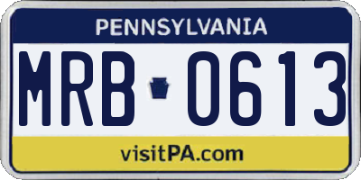 PA license plate MRB0613