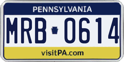 PA license plate MRB0614
