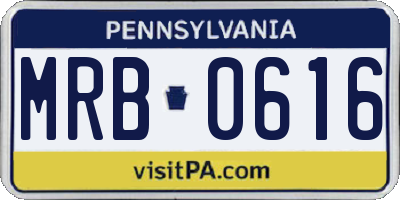 PA license plate MRB0616
