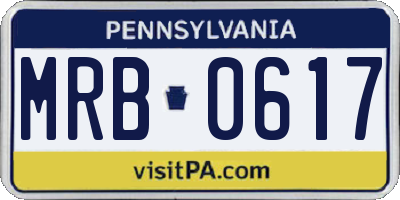PA license plate MRB0617