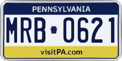 PA license plate MRB0621