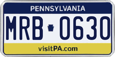 PA license plate MRB0630
