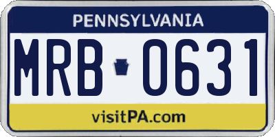 PA license plate MRB0631