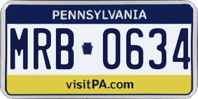 PA license plate MRB0634