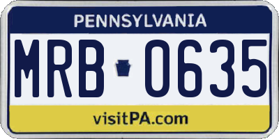 PA license plate MRB0635