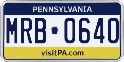 PA license plate MRB0640