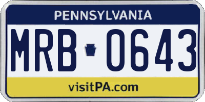 PA license plate MRB0643