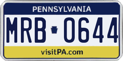 PA license plate MRB0644