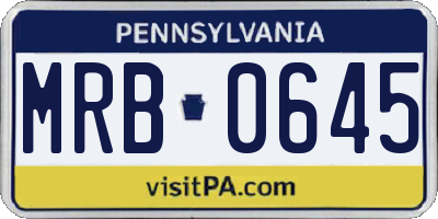 PA license plate MRB0645