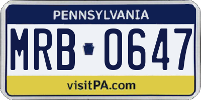 PA license plate MRB0647